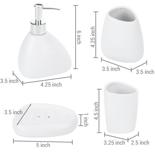 Modern White Ceramic Bathroom Accessory Set-MyGift