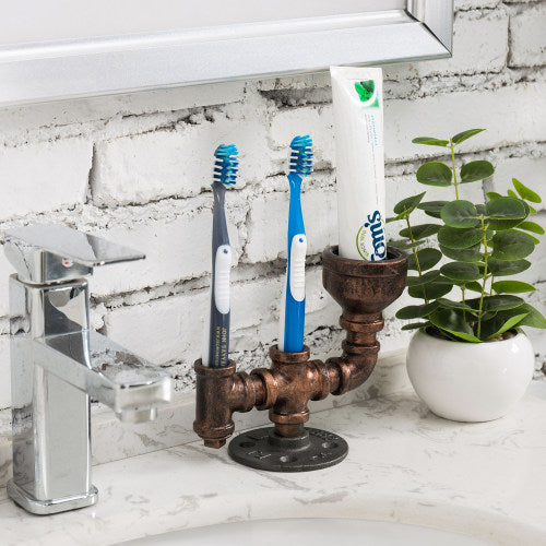 Industrial Copper Metal Pipe Toothbrush Holder-MyGift