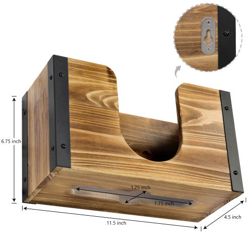Rustic Burnt Wood and Black Metal Paper Towel Dispenser-MyGift