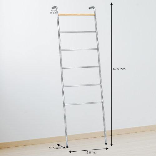 Chrome-Plated Steel Towel Ladder with Wood Accent - MyGift