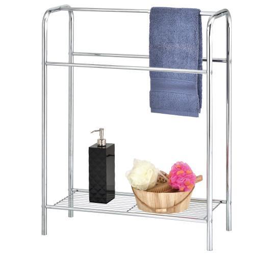 Freestanding Chrome-Plated Metal Bath Towel Rack - MyGift
