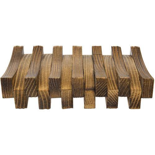 Rustic Dark Brown Burnt Wood Soap Dish - MyGift