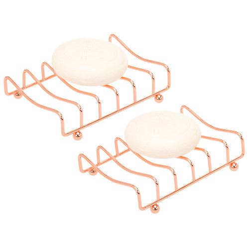 Modern Rose Gold Metal Wire Soap Dish, Set of 2-MyGift