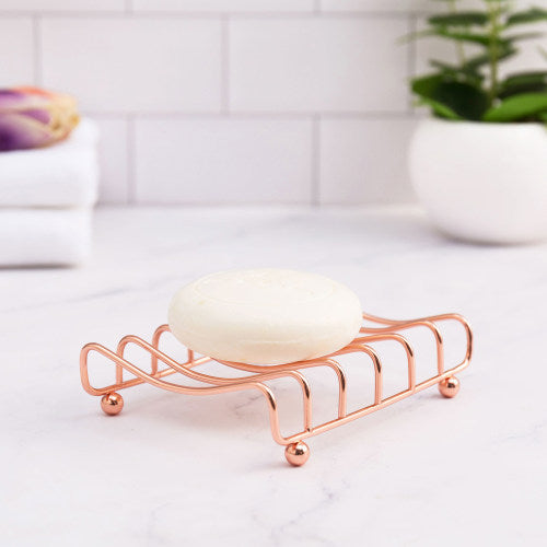 Modern Rose Gold Metal Wire Soap Dish, Set of 2-MyGift