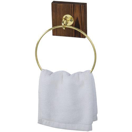 Burnt Wood and Gold-Tone Metal Hand Towel Ring - MyGift
