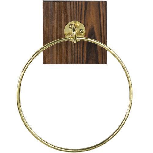 Burnt Wood and Gold-Tone Metal Hand Towel Ring - MyGift