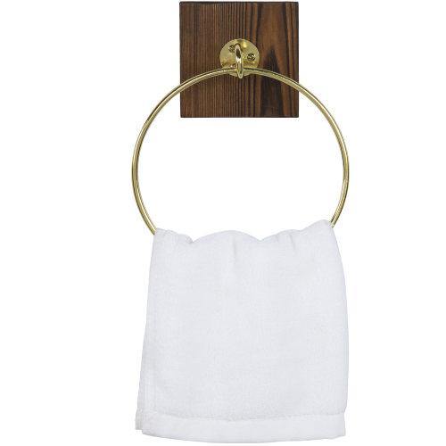 Burnt Wood and Gold-Tone Metal Hand Towel Ring - MyGift