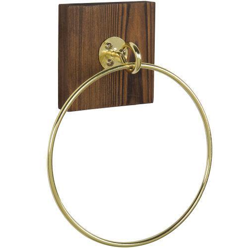 Burnt Wood and Gold-Tone Metal Hand Towel Ring - MyGift