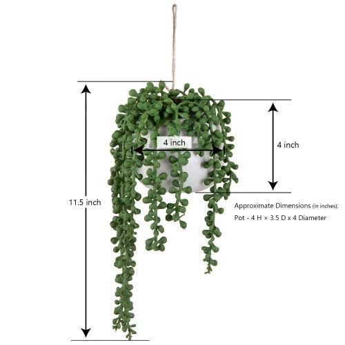 string of pearls artificial plant in pot Artificial String of Pearls in Round White Ceramic Plant Pot, Set of 3
