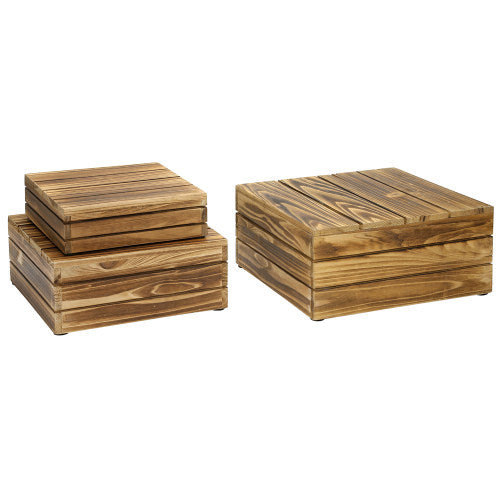 Rustic Dark Brown Wood Nesting Crate Display Riser, Set of 3-MyGift