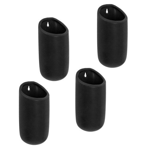 Set of 4, Matte Black Ceramic Wall Mounted Cylindrical Vertical Succulent Hanging Planter Flower Vase Pots-MyGift