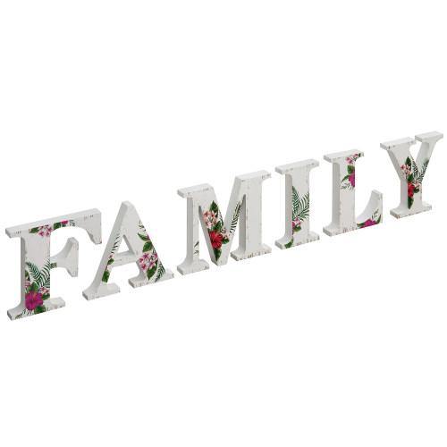 White Wood Floral Pattern Family Cutout Letters - MyGift