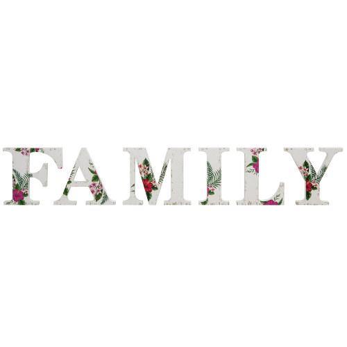 White Wood Floral Pattern Family Cutout Letters - MyGift