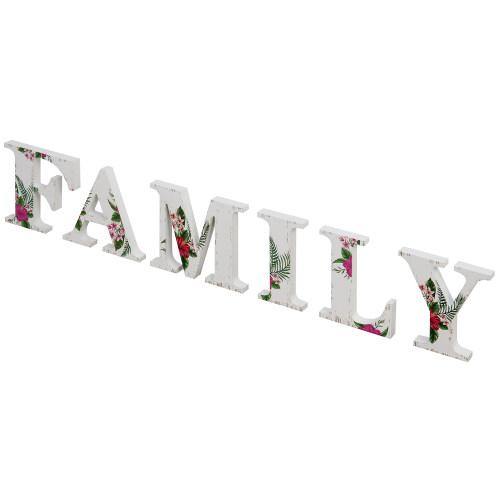 White Wood Floral Pattern Family Cutout Letters - MyGift