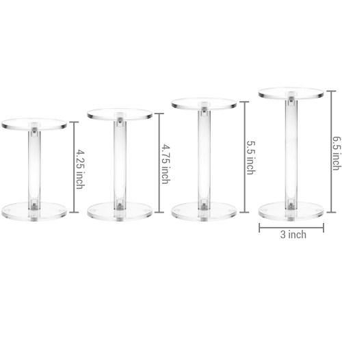 Clear Round Acrylic Pedestal Display Riser Stands, Set of 4 - MyGift