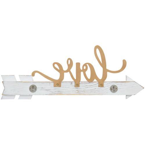 Whitewashed Wood with Brass Metal LOVE Sign - MyGift