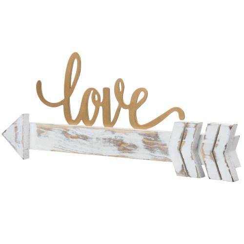 Whitewashed Wood with Brass Metal LOVE Sign - MyGift