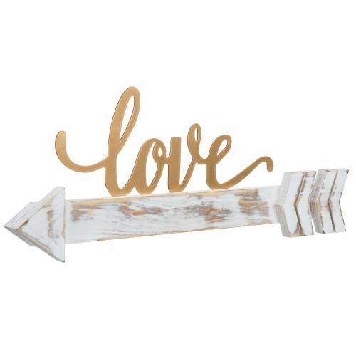 Whitewashed Wood with Brass Metal LOVE Sign - MyGift