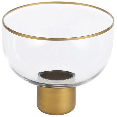 Round Gold Rimmed Glass Vase Bowl - MyGift