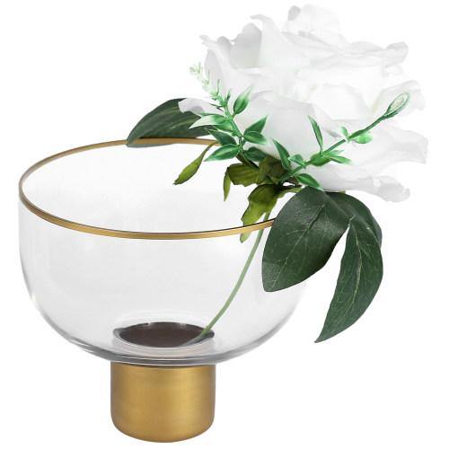 Round Gold Rimmed Glass Vase Bowl - MyGift