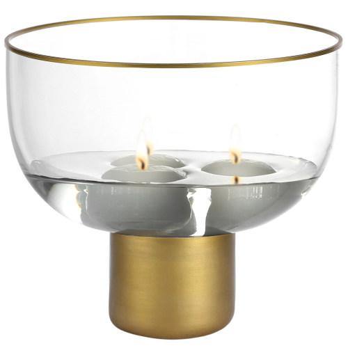 Round Gold Rimmed Glass Vase Bowl - MyGift