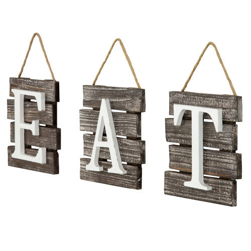 Rustic Torched Wood "EAT" Wall Decor-MyGift