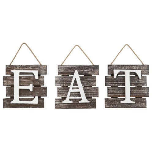 Rustic Torched Wood "EAT" Wall Decor-MyGift