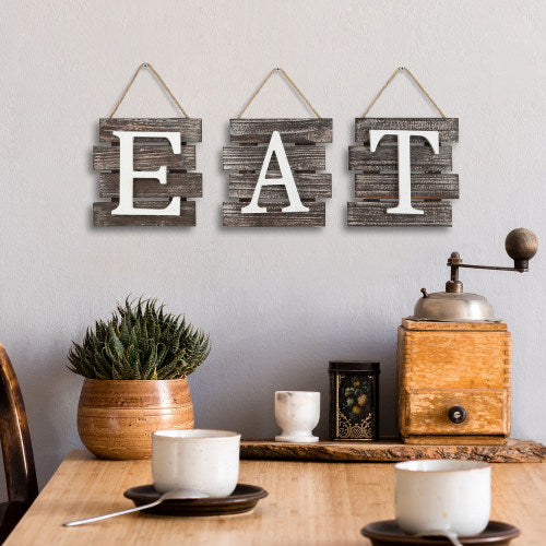 Rustic Torched Wood "EAT" Wall Decor-MyGift