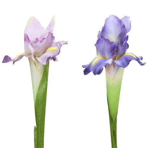Artificial Assorted Light & Dark Purple Faux Iris Silk Flowers, 28 Inch Size, Set of 8-MyGift