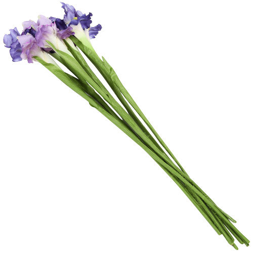 Artificial Assorted Light & Dark Purple Faux Iris Silk Flowers, 28 Inch Size, Set of 8-MyGift
