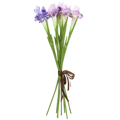 Artificial Assorted Light & Dark Purple Faux Iris Silk Flowers, 28 Inch Size, Set of 8-MyGift