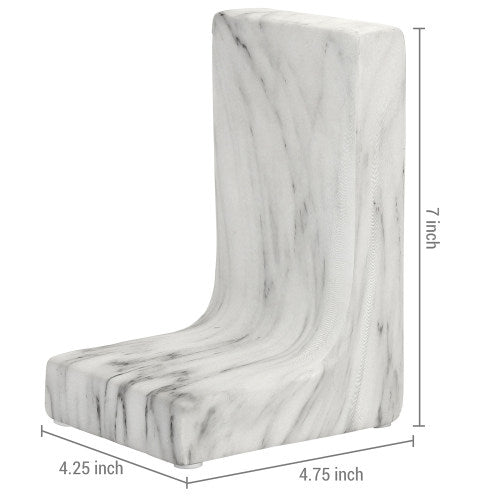 Elegant White Marble Style Ceramic Bookends-MyGift