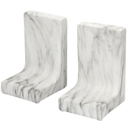 Elegant White Marble Style Ceramic Bookends-MyGift