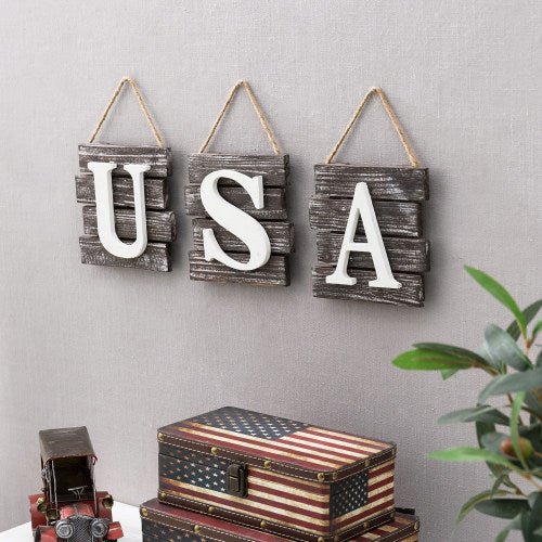 Rustic Torched Wood "USA" Wall Decor-MyGift