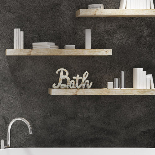 Shabby Chic White Washed Wood BATH Sign-MyGift