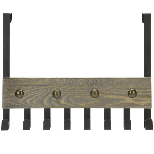 Black Metal and Gray Barn Wood Over-The-Door Rack-MyGift