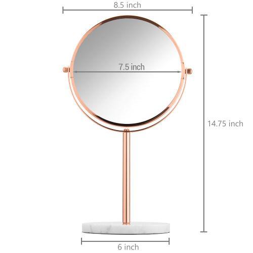 Rose Gold Double-Sided Makeup Mirror w/ White Marble Base - MyGift