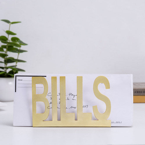 Brass Metal Mail Holder w/ Cutout Design BILLS-MyGift
