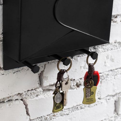 Industrial Style Black Metal Mail Organizer Rack with Hooks - MyGift