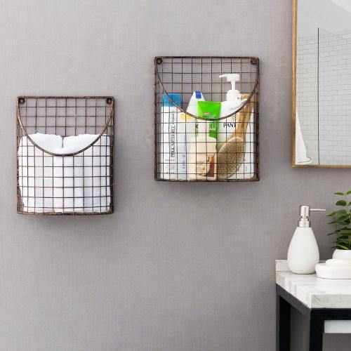 Copper Tone Metal Wire Storage Basket, Set of 2 - MyGift