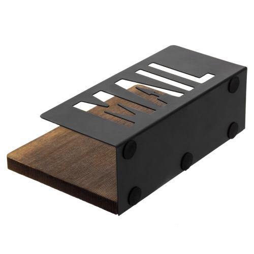 Burnt Wood and Black Metal Mail Sorter with Cutout Letters - MyGift