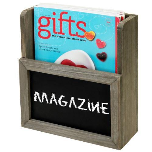 Brown Wood Magazine Holder with Chalkboard Surface - MyGift