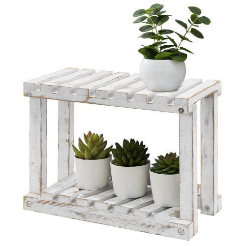 Freestanding Whitewashed Wood Plant Stand - MyGift