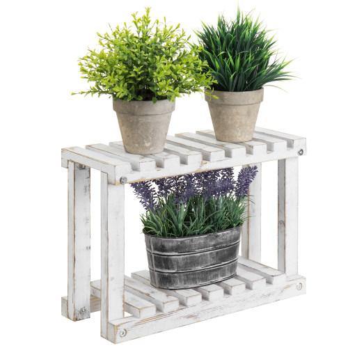Freestanding Whitewashed Wood Plant Stand - MyGift