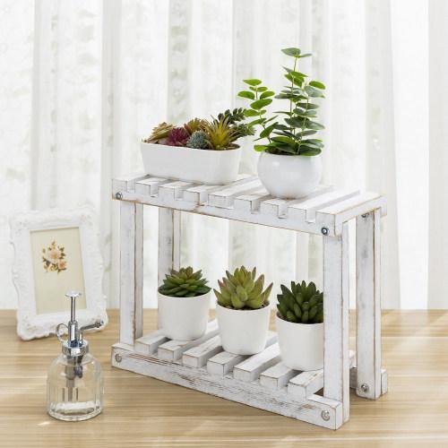 Freestanding Whitewashed Wood Plant Stand - MyGift