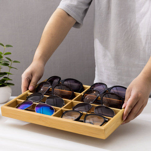 Modern Natural Bamboo Eyewear Display Tray-MyGift