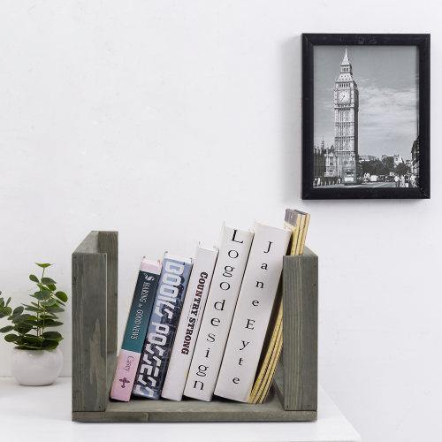 Gray Wood Vinyl Storage Organizer w/ Mesh Wire - MyGift