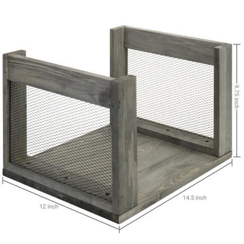 Gray Wood Vinyl Storage Organizer w/ Mesh Wire - MyGift