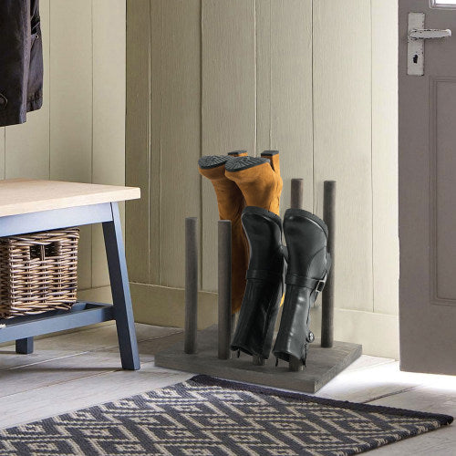 Vintage Gray Solid Wood Boots Holder Stand-MyGift