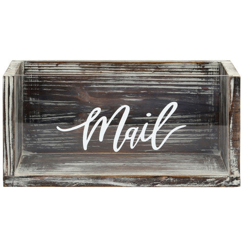 Rustic Torched Wood Mail Organizer with Acrylic Front Panel-MyGift